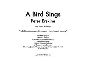 "A Bird Sings" for Marimba Soloist & Percussion Ensemble